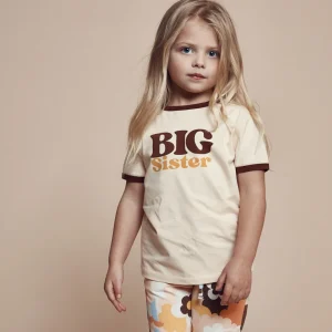 Banabae Big Sister Organic Cotton Ringer Tee - Brown-Kids Sibling Tees | Apparel