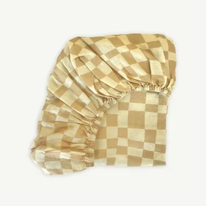 Banabae Checkers Bassinet Sheet / Changing Pad Cover - Beige- Fitted Bassinet Sheets / Change Pad Cover