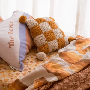 Banabae Checkers Crochet Cushion Cover-Kids Cushions And Blankets | Kid's Bedding