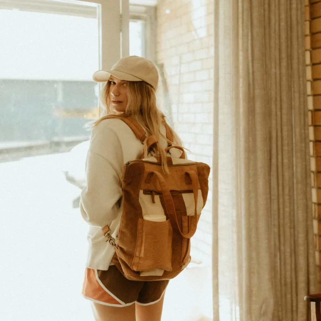corduroy_spliced_converti_2.webp Banabae Corduroy Spliced Convertible Backpack - Tan-Women Bags
