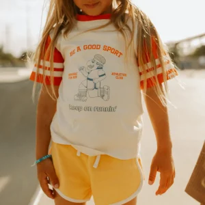 Banabae Keep On Running Kids Sports Tee - Poppy-Kids Back To Kindy | Apparel