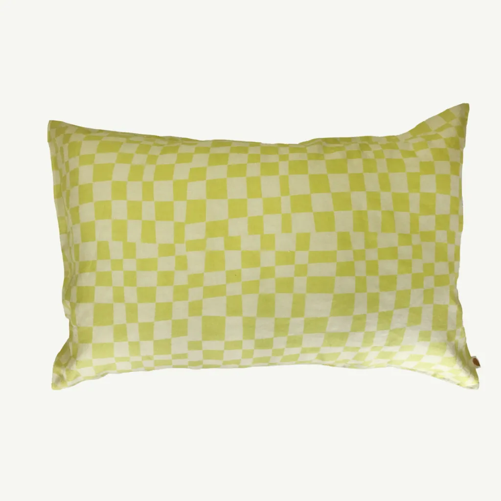 lime_check_standard_pillo_0.webp Banabae Lime Check Standard Pillowcase-Kids Kid's Bedding | Kid's Bedding