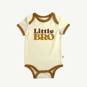 Banabae Little Bro Organic Cotton Onesie - Mustard-Kids Sibling Tees | Apparel