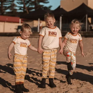 Banabae Little Bro Organic Cotton Onesie - Mustard-Kids Sibling Tees | Apparel