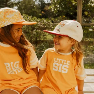 Banabae Little Sis Collegiate Playsuit - Coral-Kids Sibling Tees | Apparel