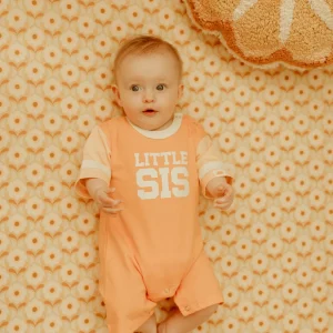 Banabae Little Sis Collegiate Playsuit - Coral-Kids Sibling Tees | Apparel