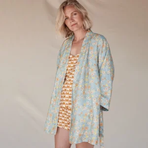 Banabae Love Child Short Linen Robe-Women Apparel