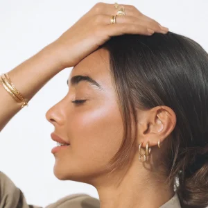 Banabae Luka Gold Huggie Earrings-Women Jewellery