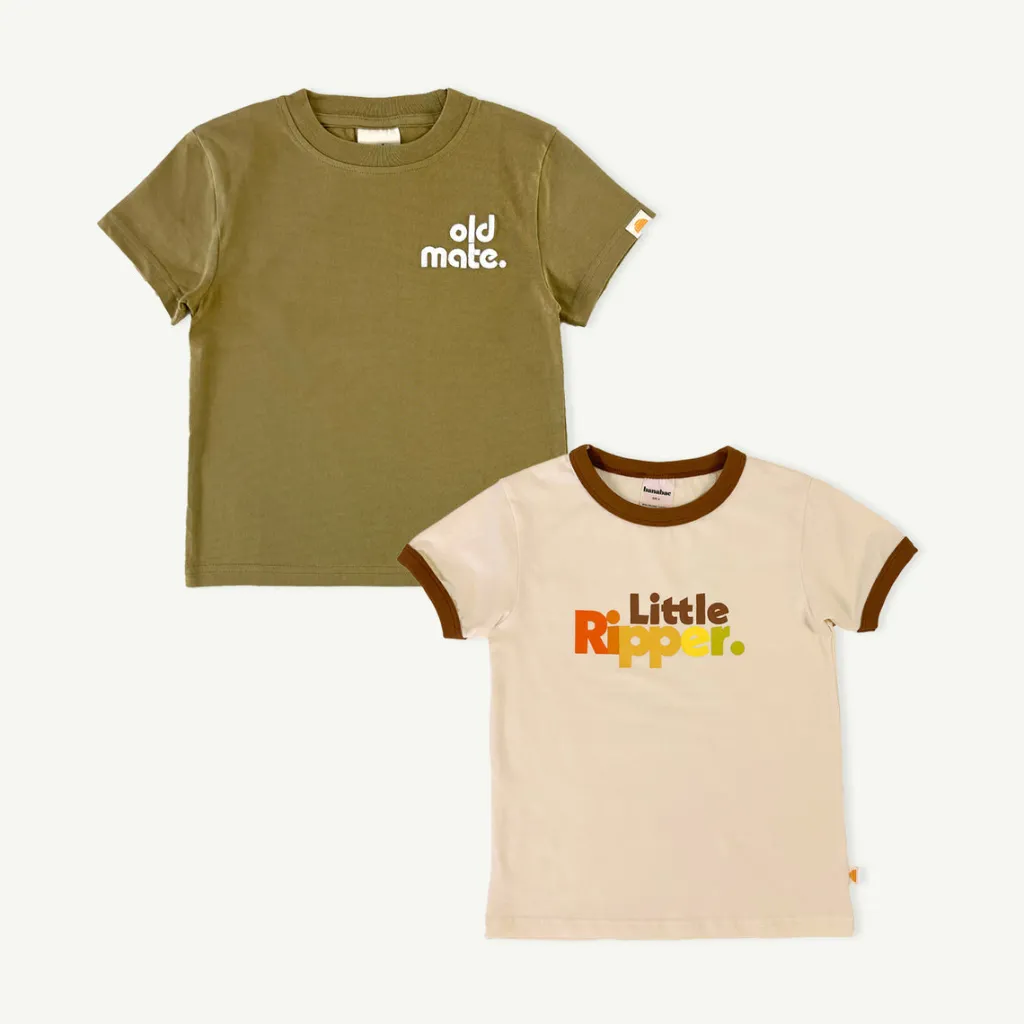 old_mate_and_little_rippe_0-1.webp Banabae Old Mate and Little Ripper Tee Bundle-Kids Back To Kindy | Apparel