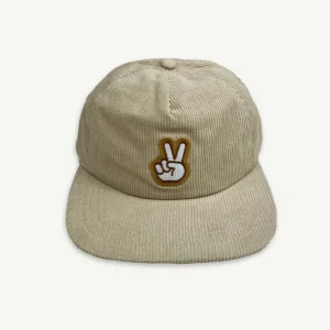 Banabae Peace Pinch Front Cord Kids Cap - Ecru-Kids Hats, Caps And Beanies