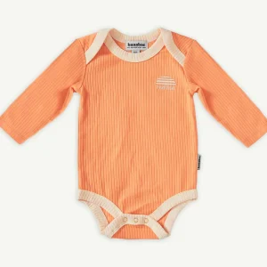 Banabae Peach Ribbed Organic Cotton Long Sleeve Onesie- Apparel