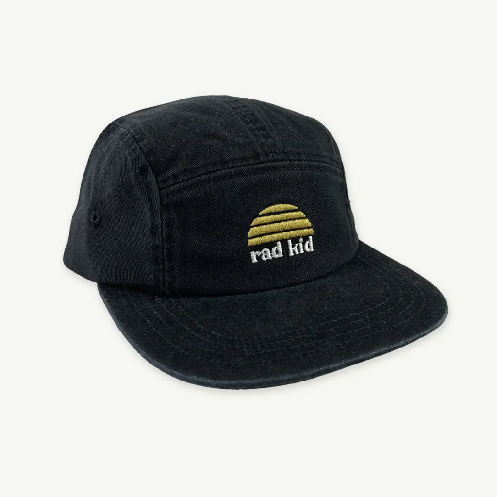 rad_kid__panel_cap__washe_0.webp Banabae Rad Kid 5 Panel Cap - Washed Black-Kids Back To Kindy | Hats, Caps And Beanies