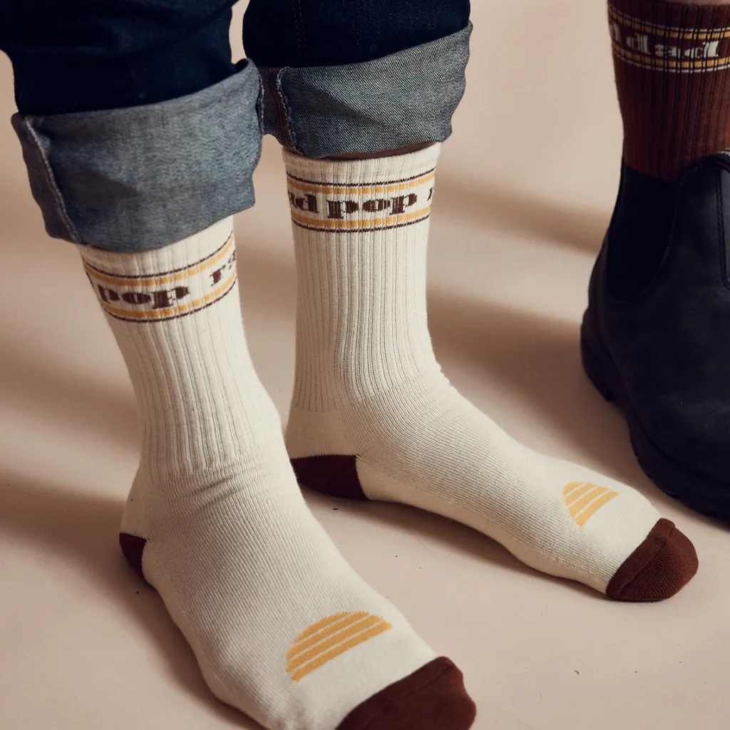rad_pop_crew_organic_cott_1.webp Banabae Rad Pop Crew Organic Cotton Sock Pack - Mens Natural and Brown- Socks
