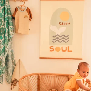 Banabae Salty Soul Cotton Canvas Wall Hanging - White- Nursery Art