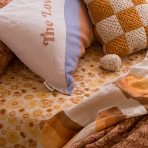 Banabae Stencil Flora Flax Linen Fitted Sheet-Kids Kid's Bedding | Kid's Bedding