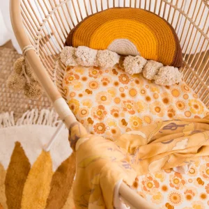 Banabae Stencil Floral Fitted Bassinet Sheet / Changing Pad Cover- Fitted Bassinet Sheets / Change Pad Cover