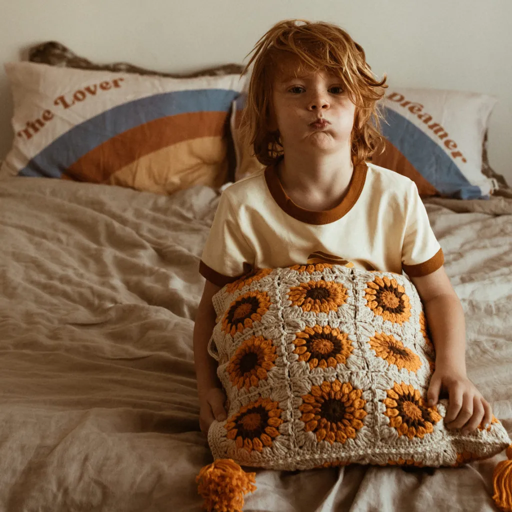 sunflowers_crochet_cushio_0.webp Banabae Sunflowers Crochet Cushion Cover-Kids Kid's Bedding | Kid's Bedding
