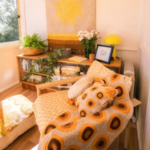 Banabae Sunflowers Crochet Cushion Cover-Kids Kid's Bedding | Kid's Bedding